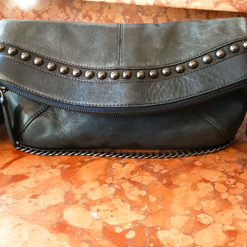 Vintage Banana Republic Blue Leather Studded Shoulder Bag
